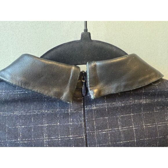 Antonelli Firenze Italy Blue/Grey Houndstooth Dress Leather Collar E44 US8 - Picture 7 of 12